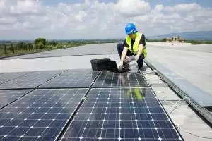 Solar engineer at work
